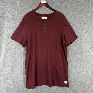 Reigning Champ Short Sleeve Henley Shirt - Men's Size XXL - Red